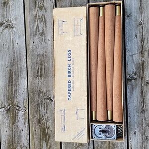MCM Mahogany 18" Furniture Legs with Mounting Plate In Box